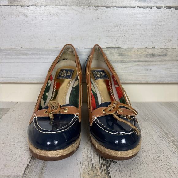 Milly for Sperry Top-Sider Women’s 9.5 Blue Leather Espadrille Wedge Sandals - Picture 3 of 9